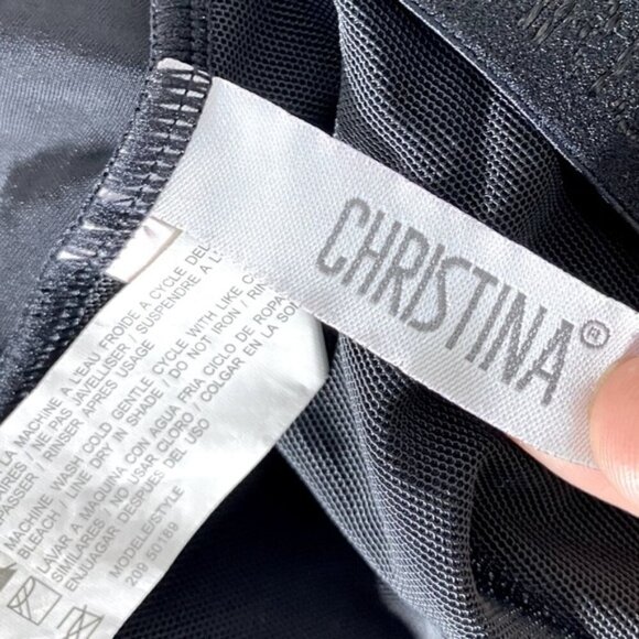 Christina Black One Piece Swimsuit Bathing Suit With Decorated Décolletage 14 - Picture 9 of 13